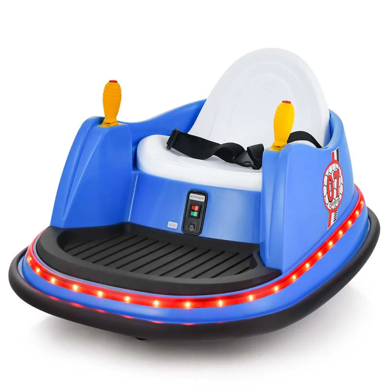 12V Toddler Bumping Car Battery Powered Baby Ride On Bumper Car With Dual Joysticks Flashing Led Light Amp 360 Degree Spin